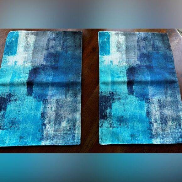 New! Never used! Gorgeous turquoise & gray placemat set! - Picture 1 of 8